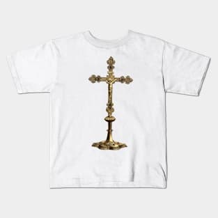 Metal table crucifix with Jesus Christ on the cross Kids T-Shirt